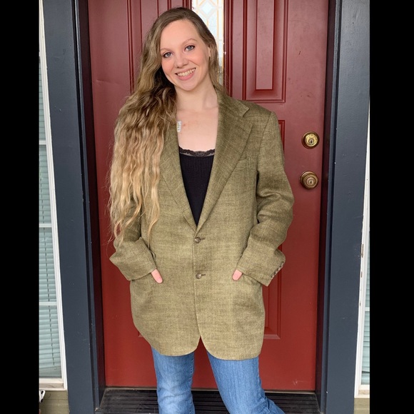 1990s POLO by RALPH LAUREN Made in Italy Herringbone Coat Suit 
